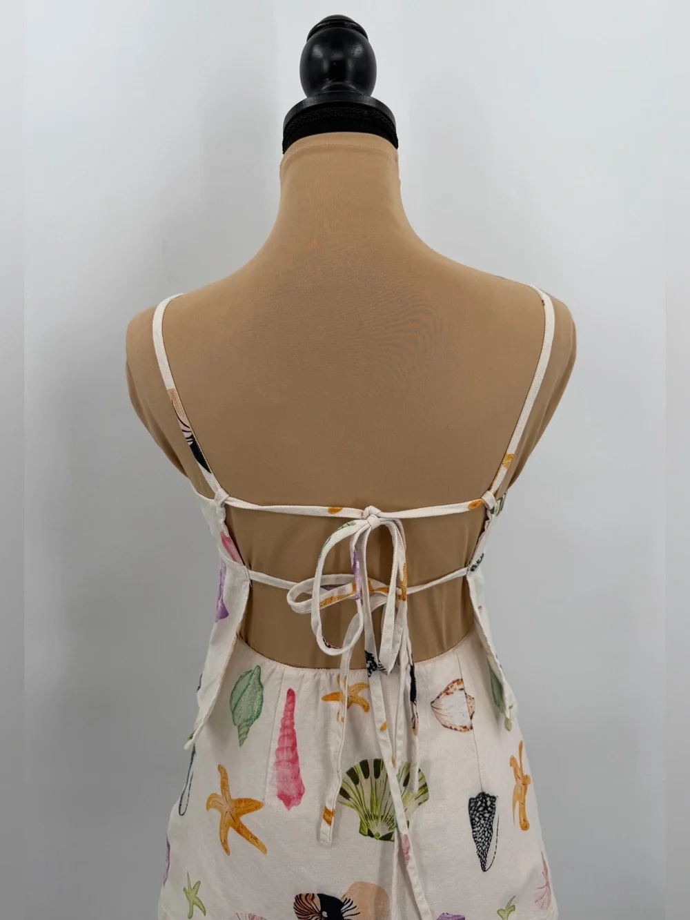Seashell print matching set linen look XS S Coastal euro summer vacation resort